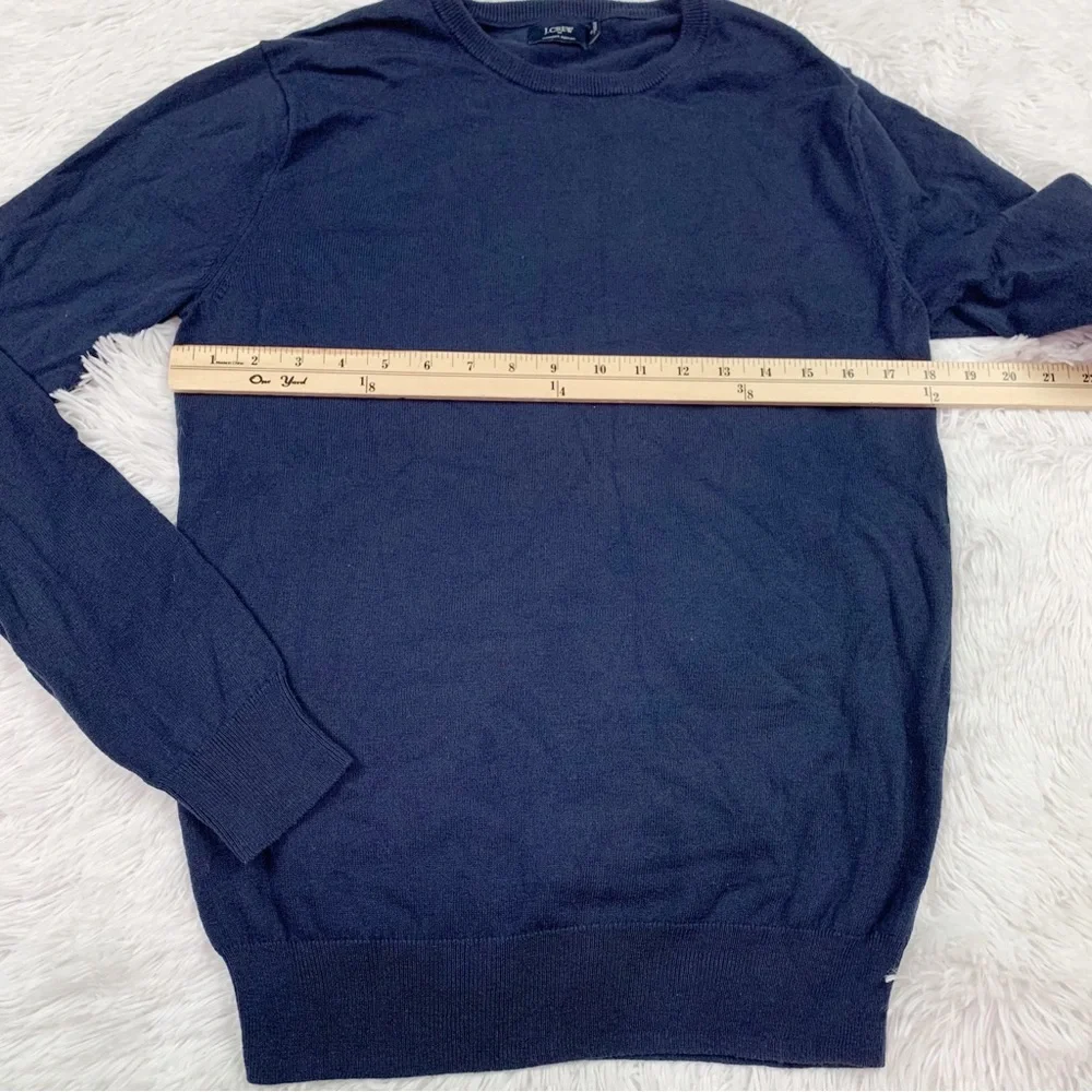 J‎ crew long sleeve crew neck Harbor Cotton pullover sweater in navy blue